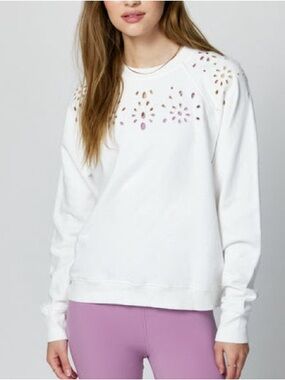 Spiritual Gangster White Eyelet Crewneck Sweatshirt